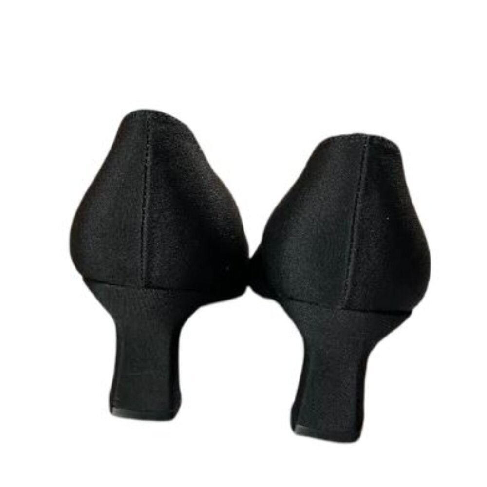 Stuart Weitzman Chisel Toe Black Fabric Pumps Cla… - image 7